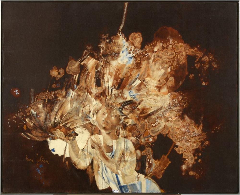 René Julien comparable auction result: huile sur toile le h risson au jardin de la reine sign en bas gauche