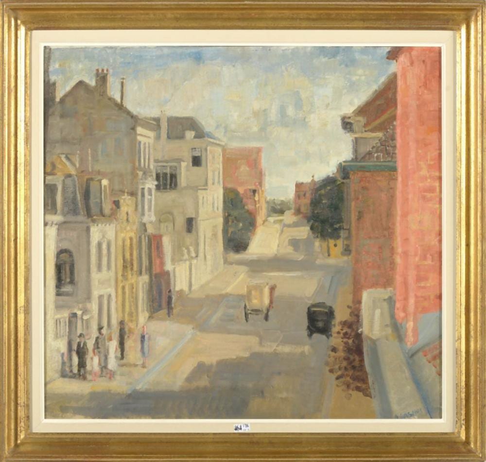 Albert Dasnoy comparable auction result: huile sur toile rue dodon e uccle sign en bas droite a dasnoy eco