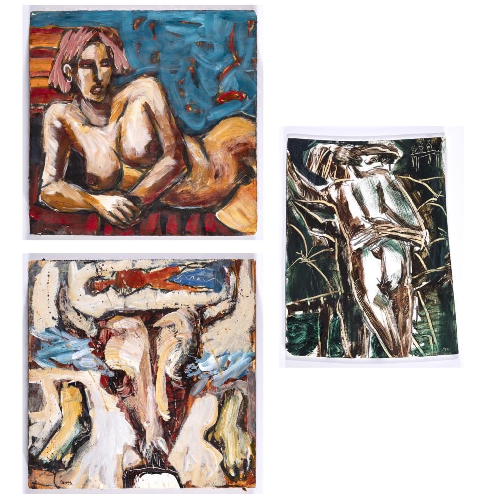 Darren Vigil Gray comparable auction result: darren vigil gray group of three buffalo skull female nude standing nude