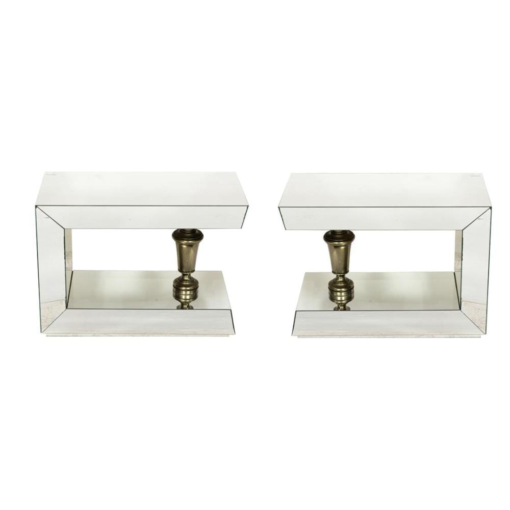 James Mont comparable auction result: a pair of james mont mirrored end tables