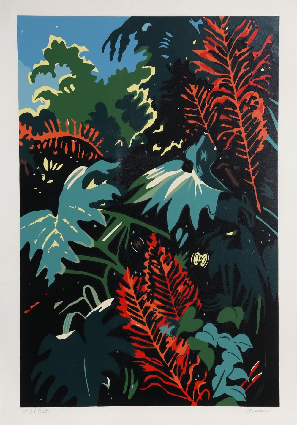 Jon Carsman comparable auction result: jon carsman red bursts screenprint