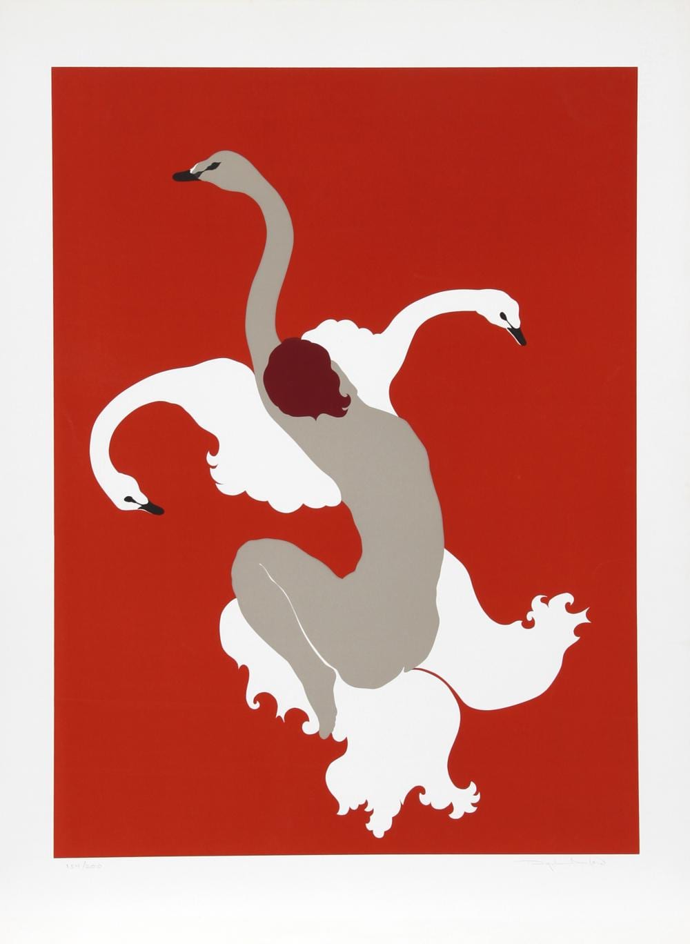 Daphne Mumford comparable auction result: daphne mumford three wild swans screenprint