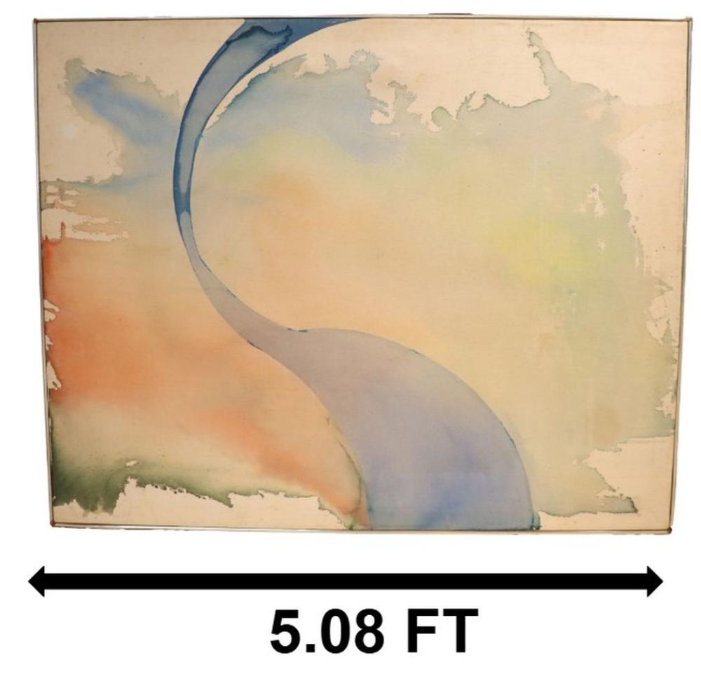 Large Mid-Century Abstract Watercolor Stain Painting, "Mint 2" sold by Sarasota Estate Auction, lot 133 — auction record photograph