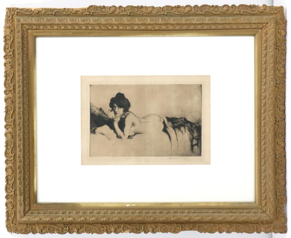 manuel robbe 1872 1936 french signed reclining nude etching on paper · Sarasota Estate Auction · 2025-08-17 Manuel Robbe comparable auction result: manuel robbe 1872 1936 french signed reclining nude etching on paper