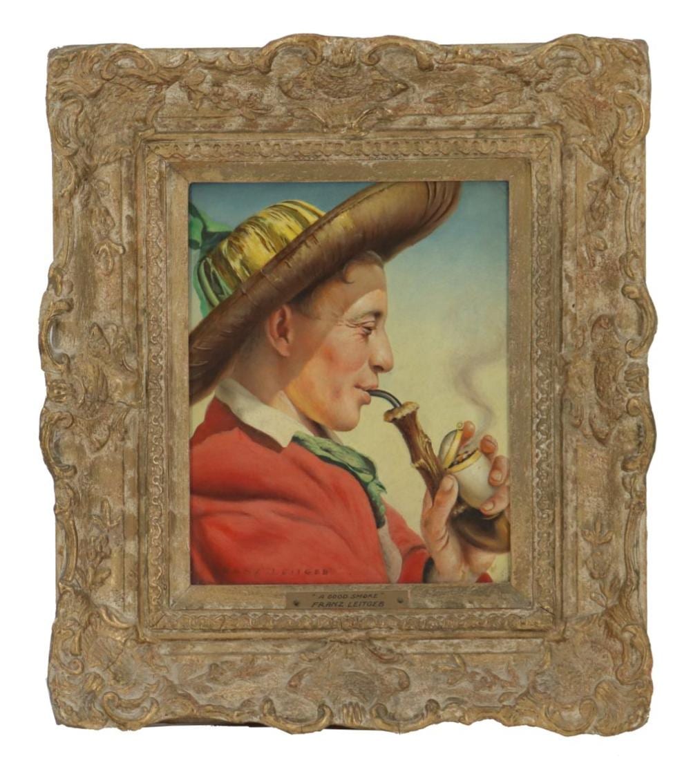 Franz Leitgeb comparable auction result: franz leitgeb 1911 1997 austrian a good smoke oil on board painting signed