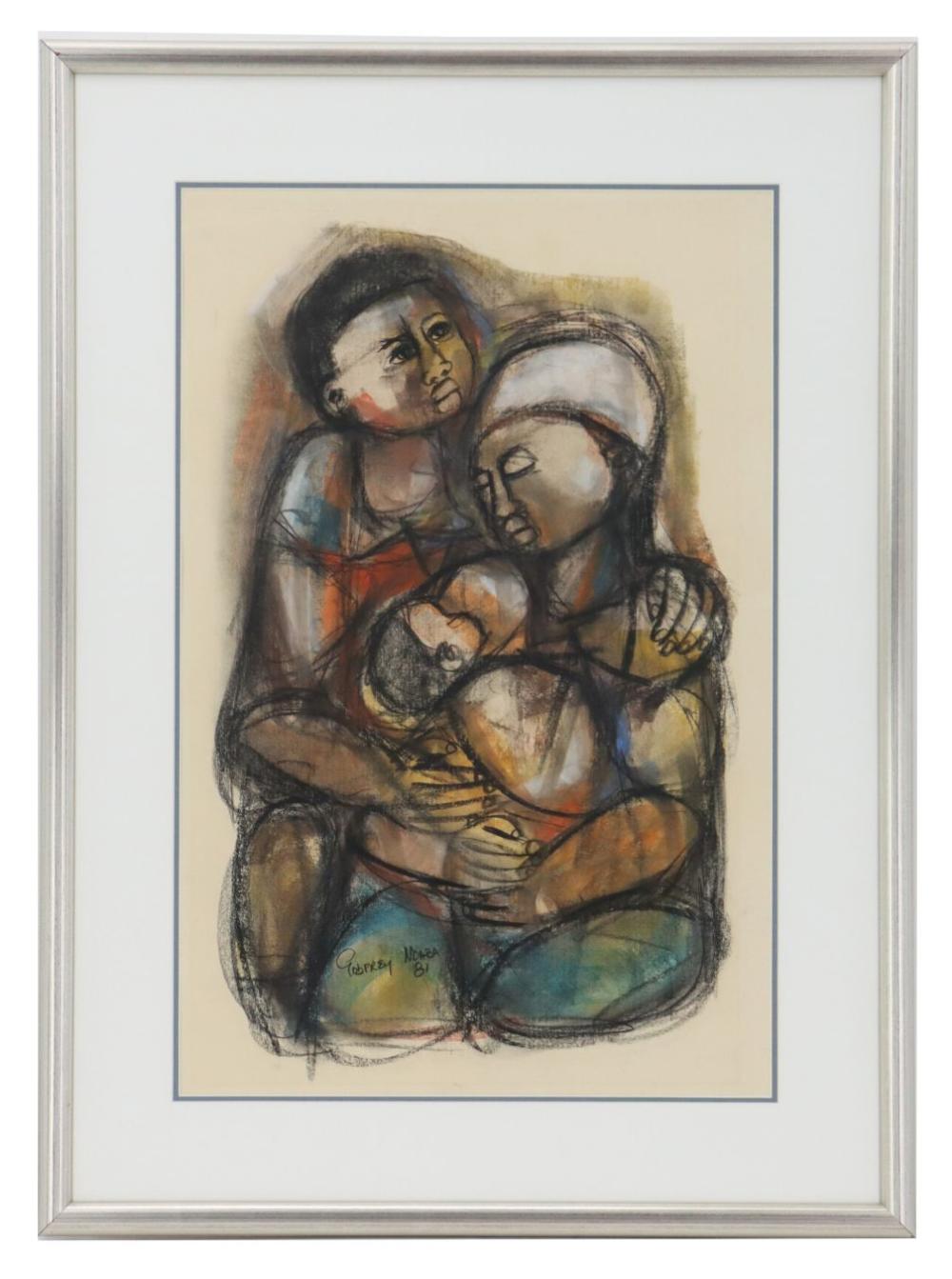 Godfrey Ndaba comparable auction result: godfrey ndaba born 1947 south african family portrait mixed media on paper