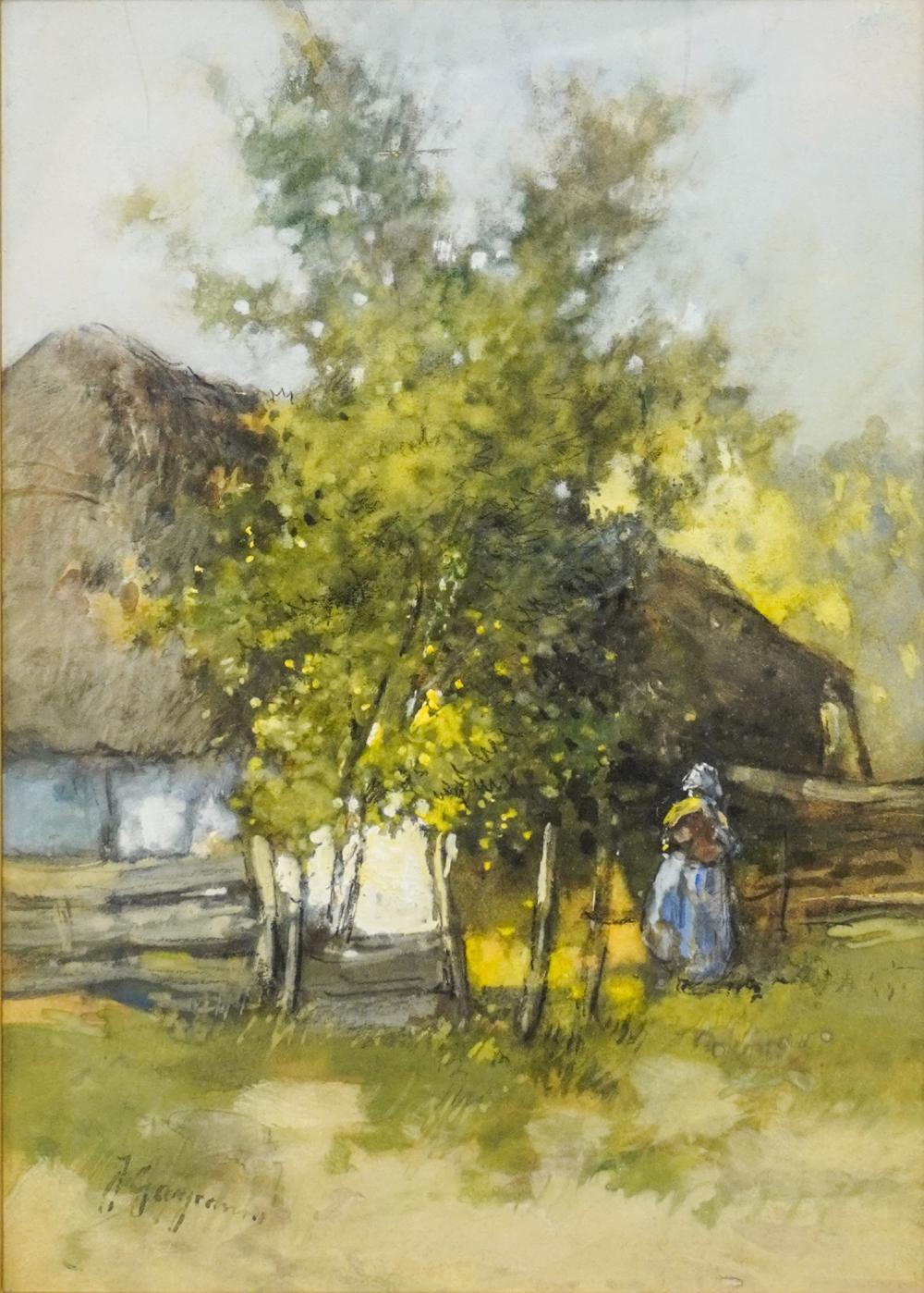 Johannes Josephus Garjeanne comparable auction result: johannes josephus garjeanne dutch 1860 1930 the homestead watercolor and gouache signed l l frame 17 1 2 x 14 1 2 in 44 5 x 36 8 cm