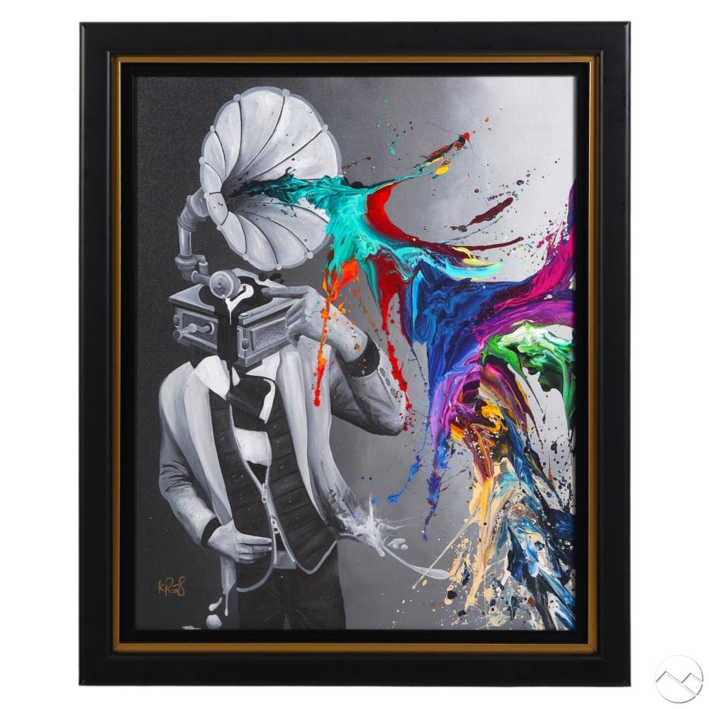 Kevin Vigil comparable auction result: kevin vigil kre8 b 1980 embellished music painting