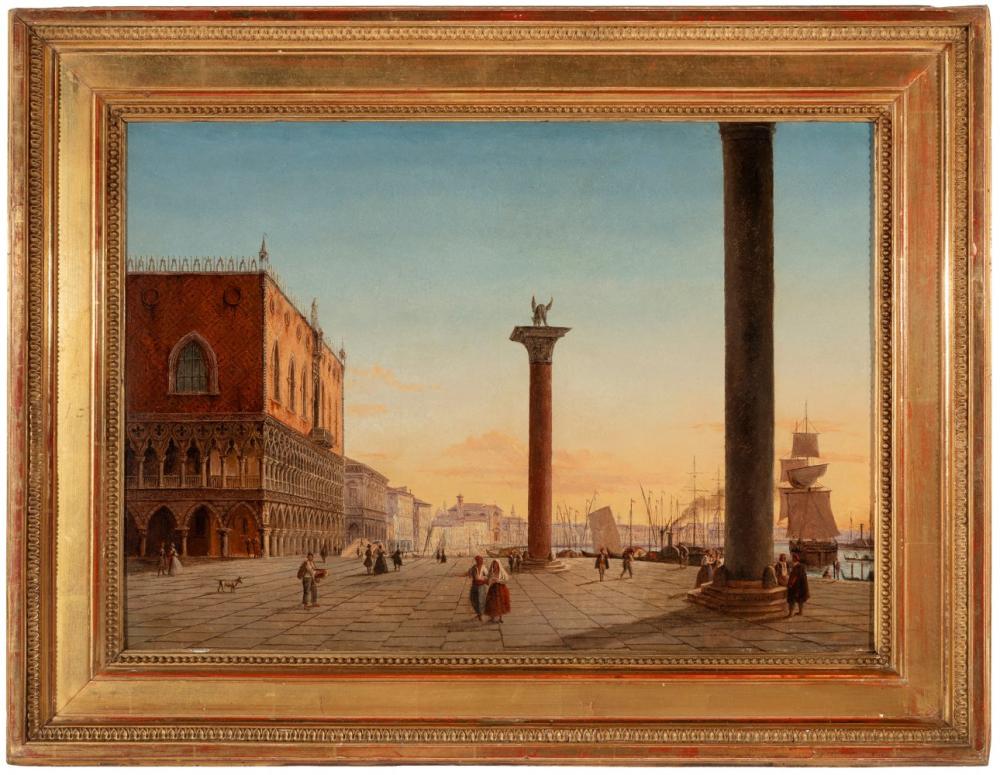 Frans Vervloet comparable auction result: frans vervloet belgium 1795 venice 1872 st mark s square at sunset venice ca 1840 oil on hardboard signed in the lower right corner