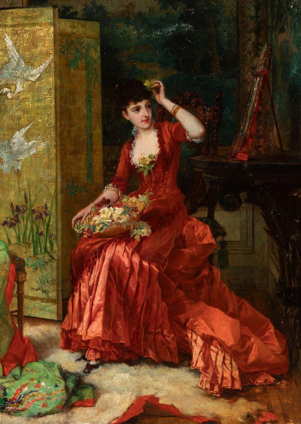 jan frans verhas belgium 1834 1896 female portrait oil on panel signed in the middle right area · Setdart Auction House · 2025-09-09 Frans Verhas comparable auction result: jan frans verhas belgium 1834 1896 female portrait oil on panel signed in the middle right area