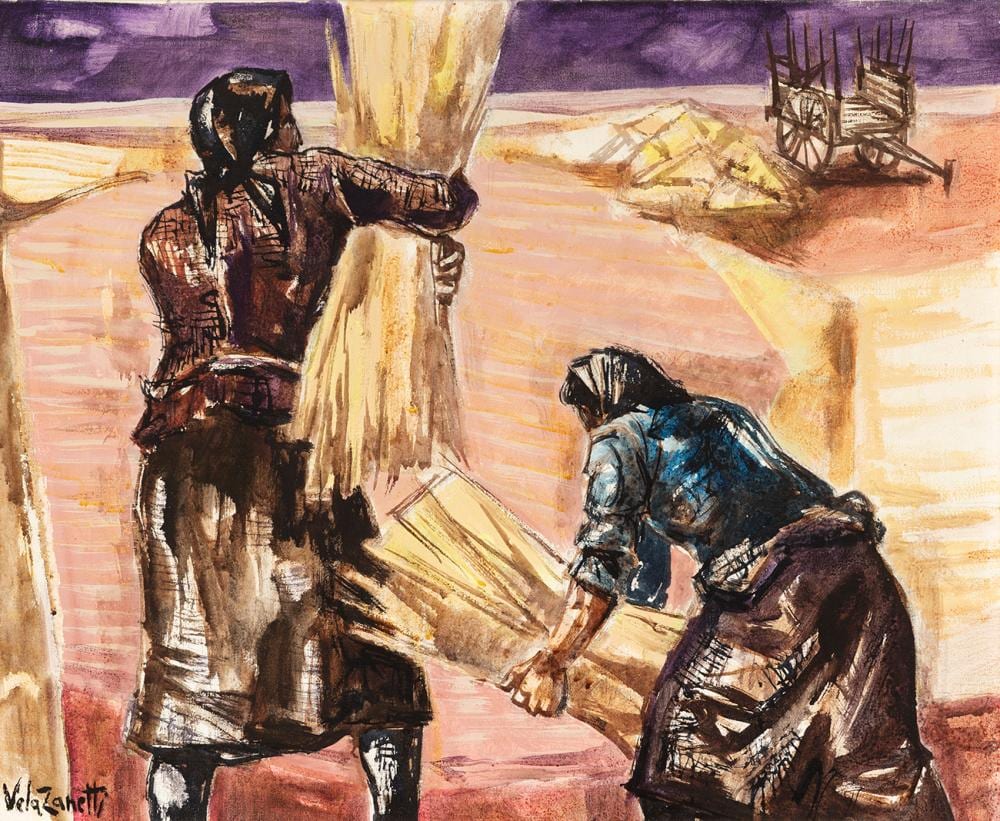 jos vela zanetti milagros burgos 1913 burgos 1999 peasants harvesting oil on canvas it has slight damage to the frame signed in the lower left corner · Setdart Auction House · 2025-09-09 José Vela Zanetti comparable auction result: jos vela zanetti milagros burgos 1913 burgos 1999 peasants harvesting oil on canvas it has slight damage to the frame signed in the lower left corner