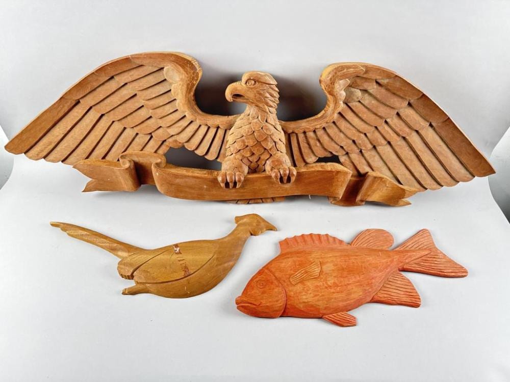 Paul White comparable auction result: paul white cape cod contemporary three unfinished wood plaques lengths from 21 to 48