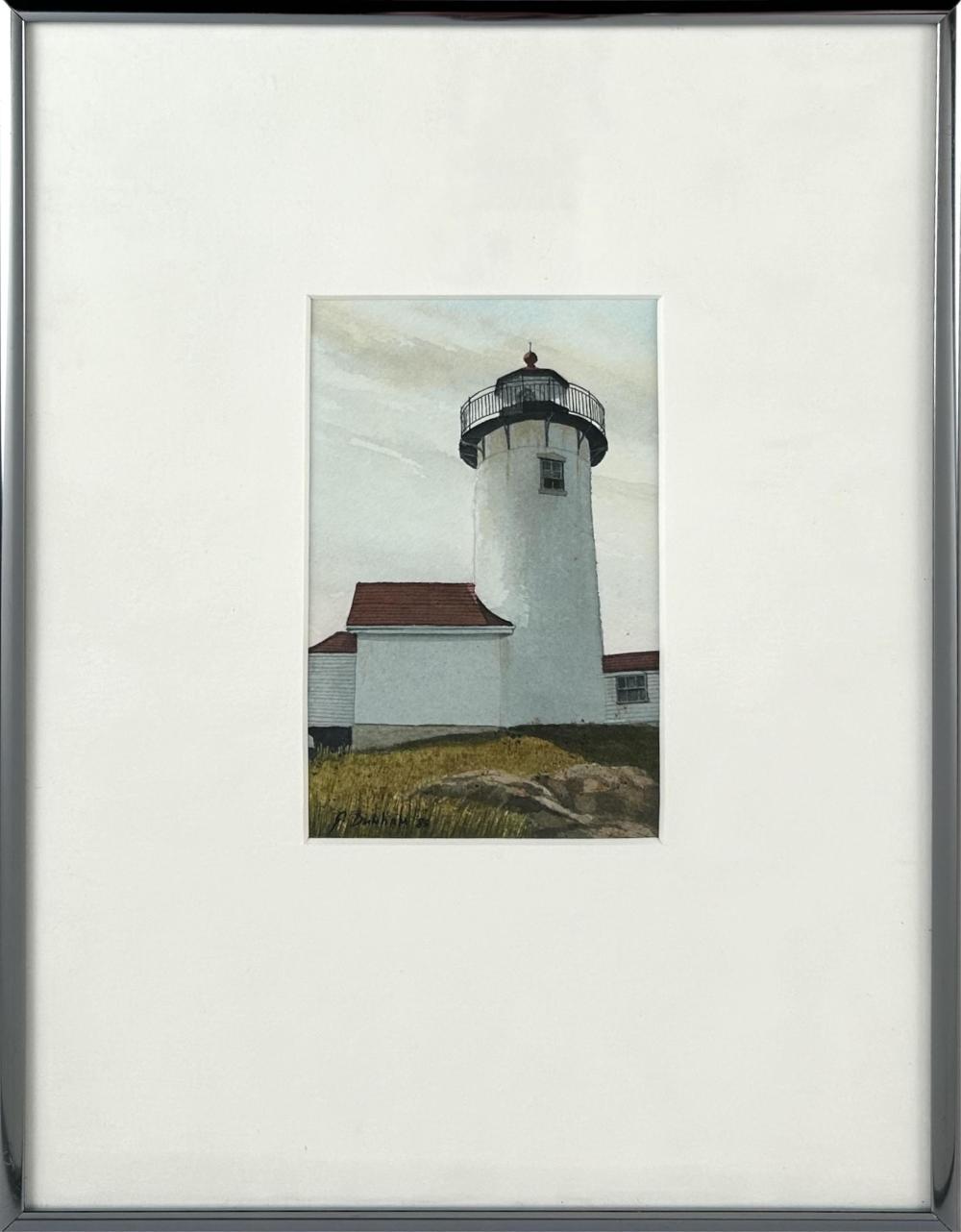 Gregory Dunham comparable auction result: gregory dunham massachusetts maine 1946 a lighthouse watercolor 6 x 4 sight framed 12 x 11