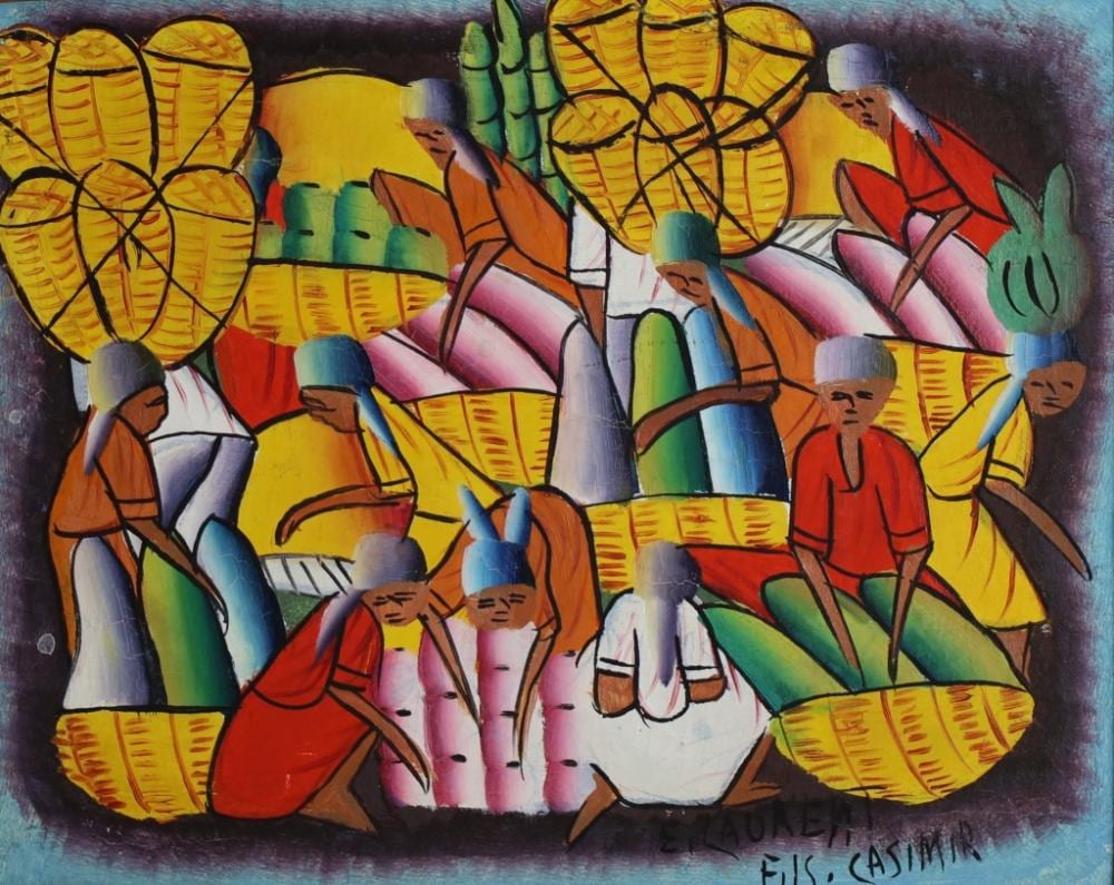 E. Laurent comparable auction result: e laurent haitian oil canvas women at market