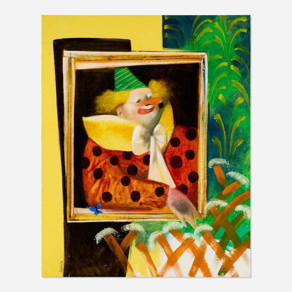 Leandro Velasco comparable auction result: leandro velasco clown at the garden window