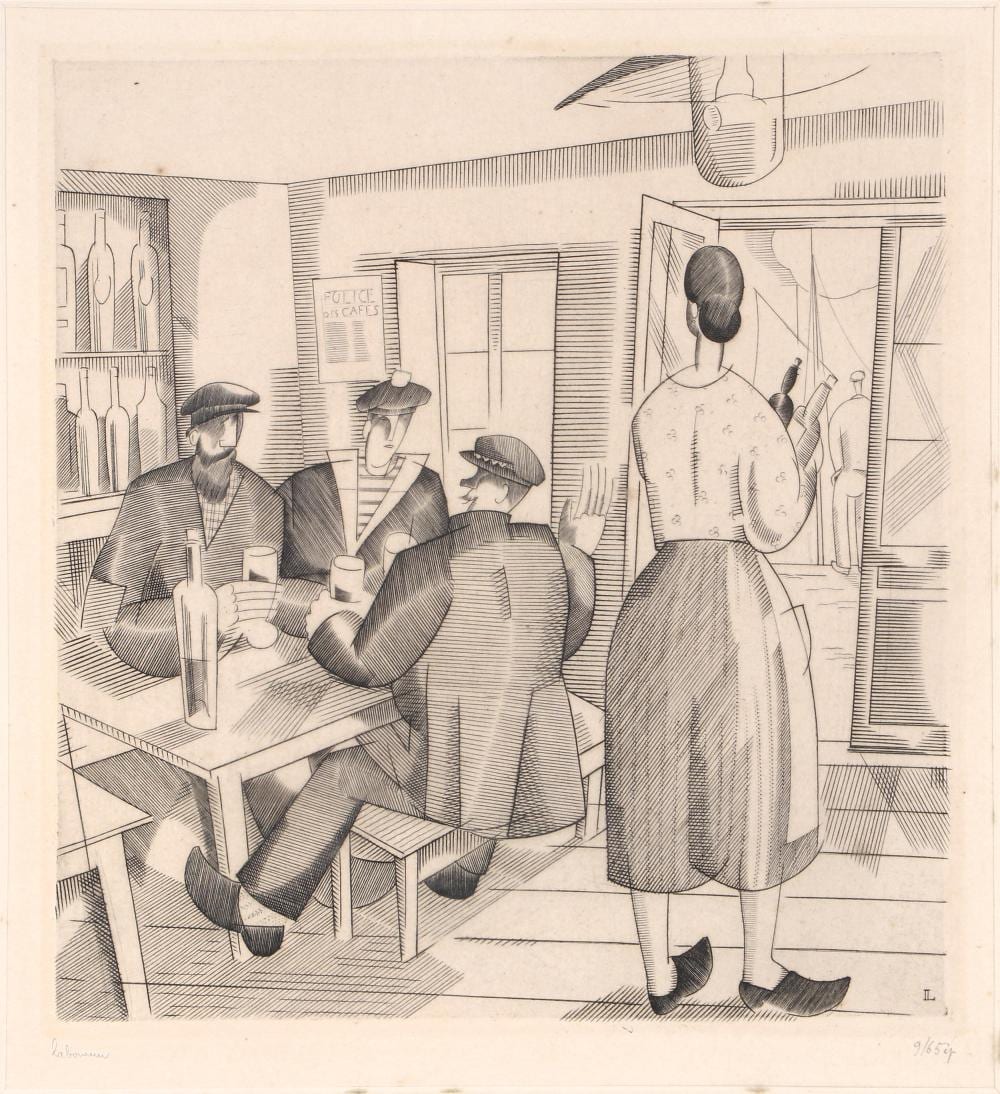 jean emile laboureur french 1877 1943 le cabaret vend en 1920 burin engraving on paper · South Bay Auctions Inc · 2025-08-23 Jean Emile Laboureur comparable auction result: jean emile laboureur french 1877 1943 le cabaret vend en 1920 burin engraving on paper