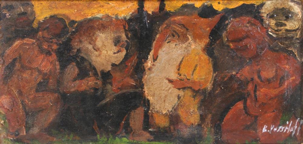 Boris Vassiloff comparable auction result: boris vassiloff russian american 1901 2000 figures oil on board