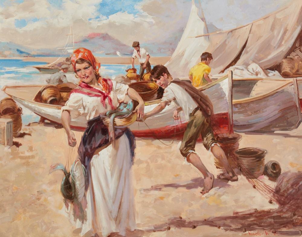 Witman Etelka Vizkeleti comparable auction result: witman etelka vizkeleti hungarian 1882 1962 selling fish fresh from the boats oil on canvas 24 x 30in 60 x 75cm