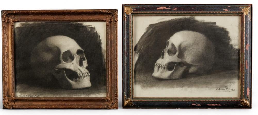 Joseph Mason Reeves comparable auction result: joseph mason reeves american 1898 1973 skull studies 2 charcoal on paper 10 x 12in 25 5 x 30 5cm