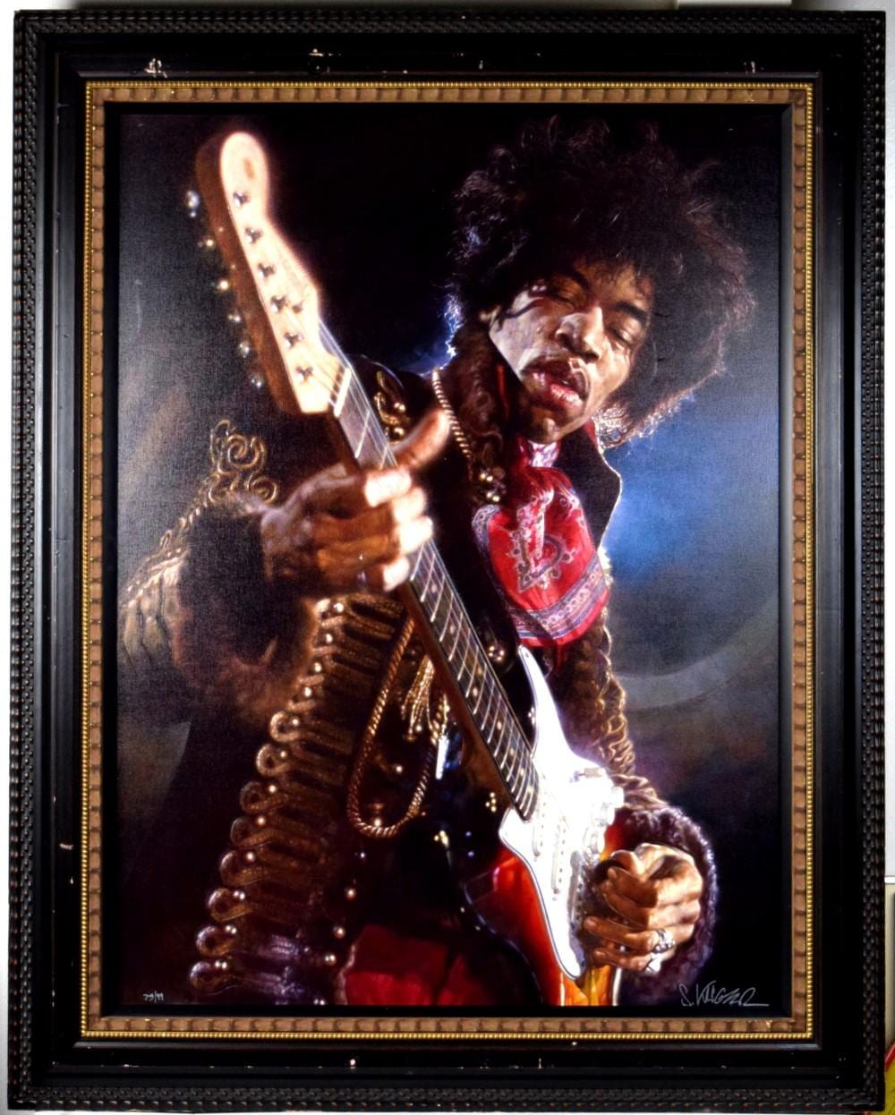 Sebastian Kruger comparable auction result: jimi hendrix limited giclee print on canvas by sebastian kruger