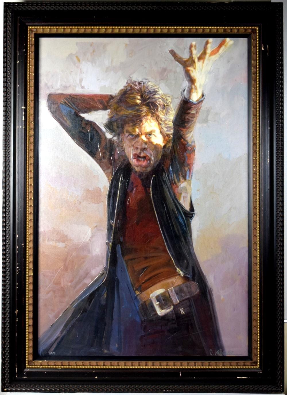 Sebastian Kruger comparable auction result: big mick jagger limited giclee print on canvas by sebastian kruger