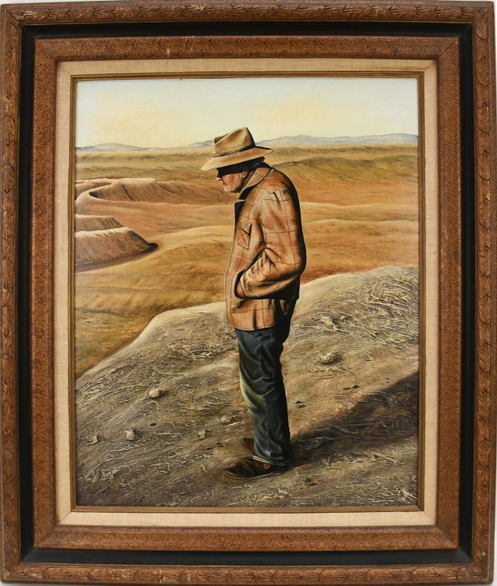 Thomas Kerry comparable auction result: thomas kerry american 20 21c oil on masonite painting old prospector painting 24 x 20 inches overall framed size 32 1 2 x 28 1 2 inches