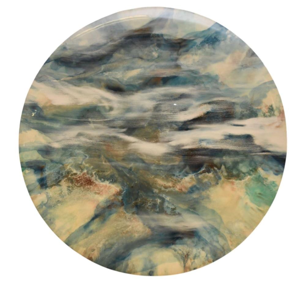 Nicholas Mirandon comparable auction result: nicholas mirandon american 1945 2018 abstract resin painting abstract motif disc signed and dated 1991 37 dia