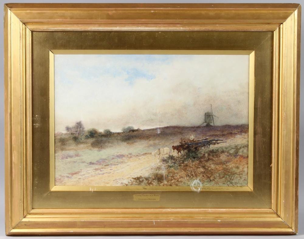Leopold Rivers comparable auction result: leopold rivers 1852 1905 carting timber near witley watercolour signed titled on the mount and label