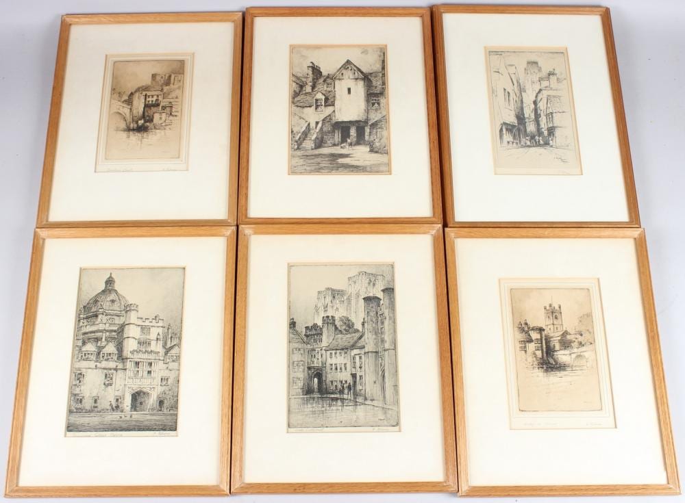 Featherstone Robson comparable auction result: featherstone robson 1880 1936 six views including durham castle henley on thames wells cathedral and a