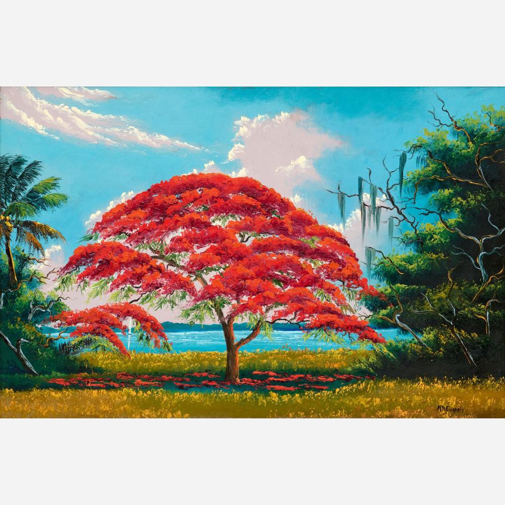 Mary Anne Carroll comparable auction result: mary ann carroll royal poinciana oil on upson board