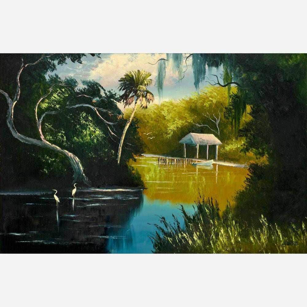 Livingston Roberts comparable auction result: livingston roberts riverbend oil on upson board