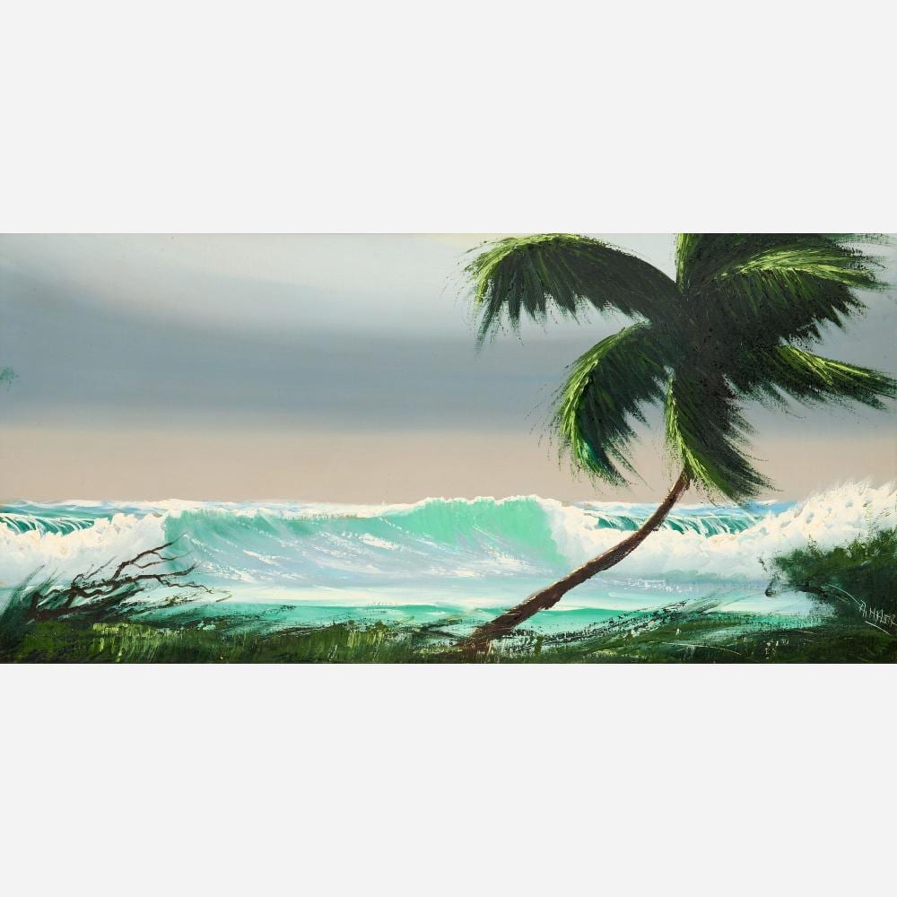 Alfred Hair comparable auction result: alfred hair breaking waves jumbo oil on upson board