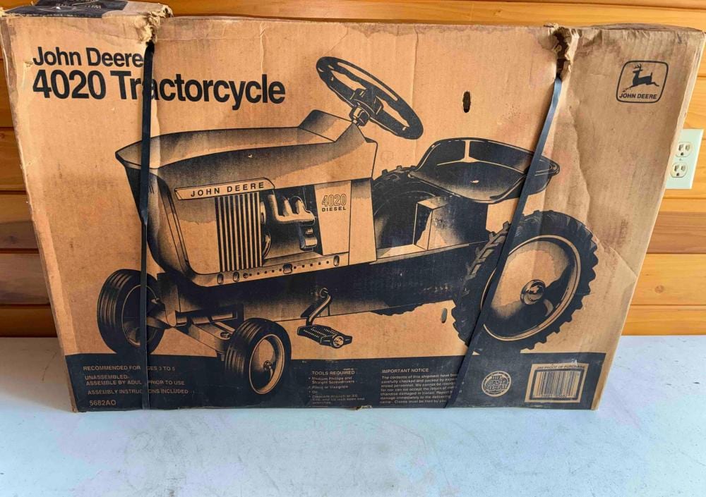 John Deere Ertle 4020 WF Pedal Tractor sold by Atlee Raber Auctioneer, lot 208 — auction record photograph