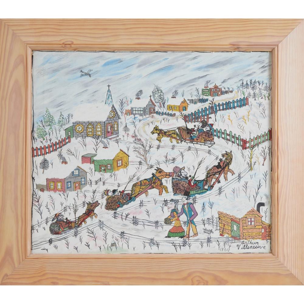 Arthur Villeneuve comparable auction result: arthur villeneuve canadian 1910 1990 village anim en hiver 1964