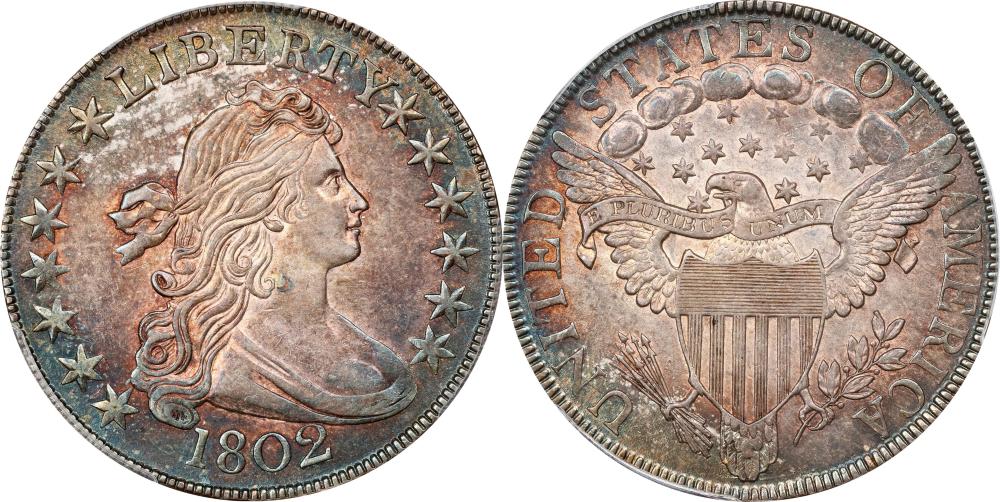 1802 Draped Bust Half Dollar. O-101, T-1. Rarity-2. MS-62 (PCGS). sold by Stack's Bowers Galleries, lot 3063 — auction record photograph