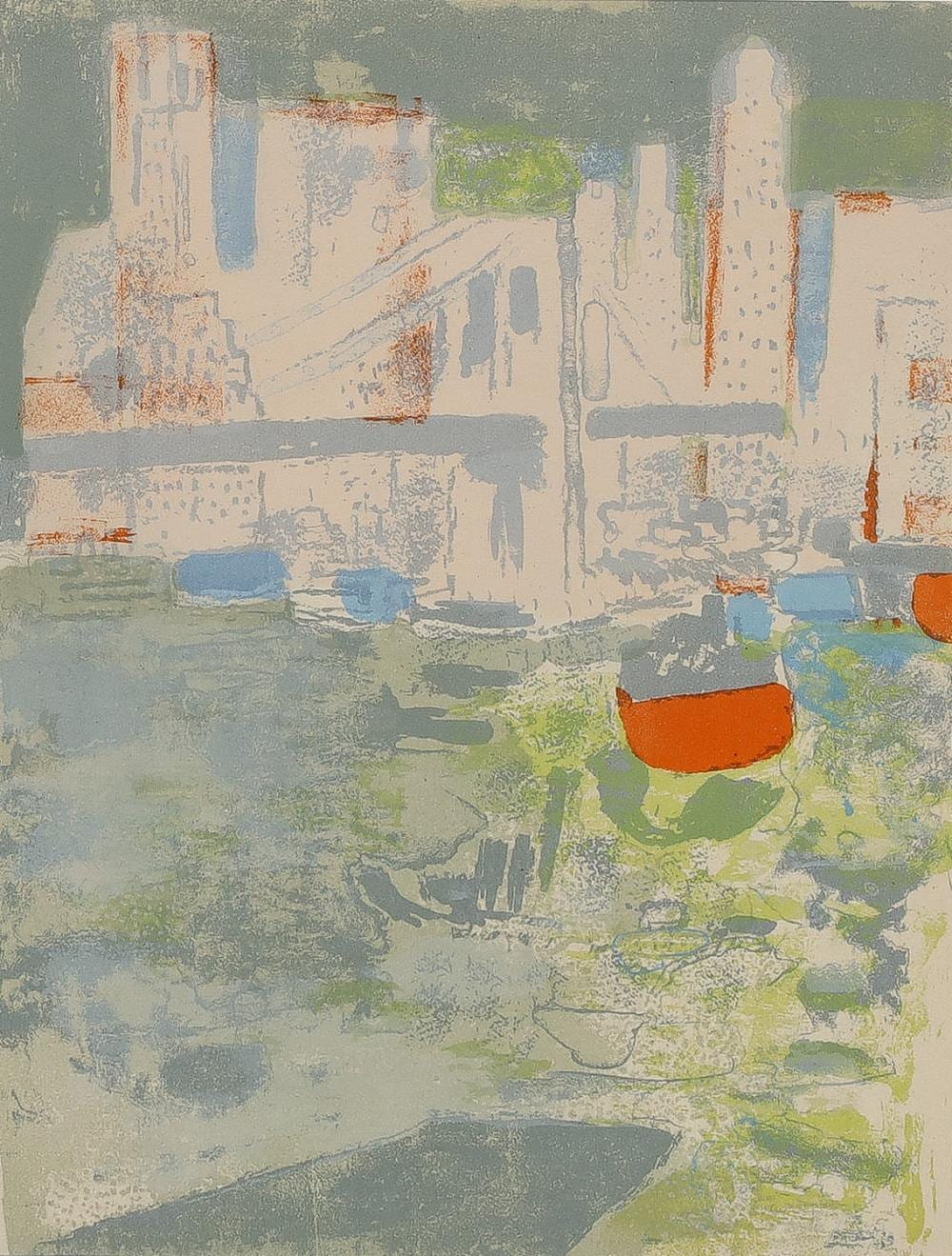 Paul Guiramand comparable auction result: paul guiramand le post de new york coloured lithograph image 25cm x 19cm frame 39cm x 52cm
