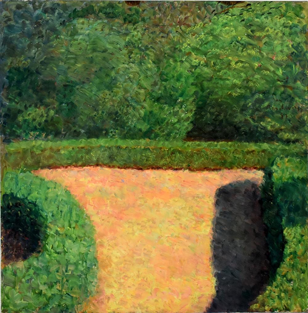 Jan Rauchwerger comparable auction result: jan rauchwerger signed and dated oil on panel 1987 landscape israeli