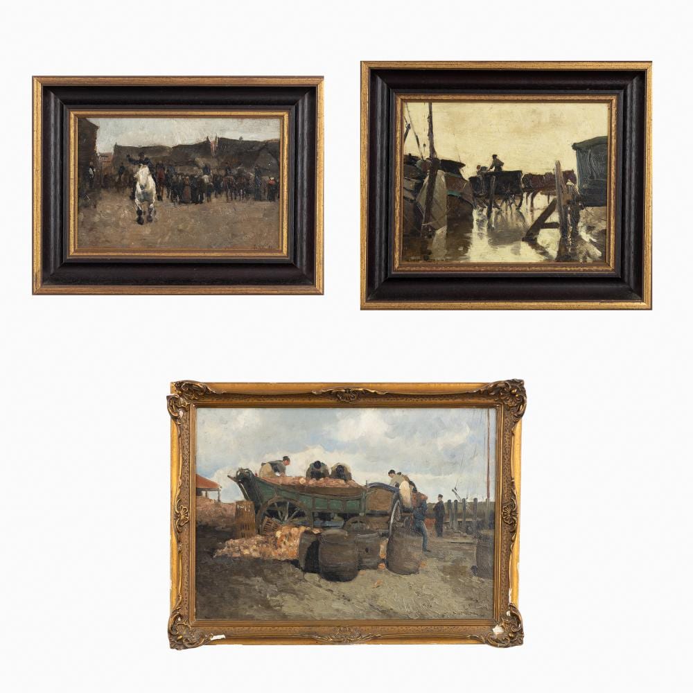 Frans van Leemputten comparable auction result: frans van leemputten 1850 1914 three paintings oil on panel
