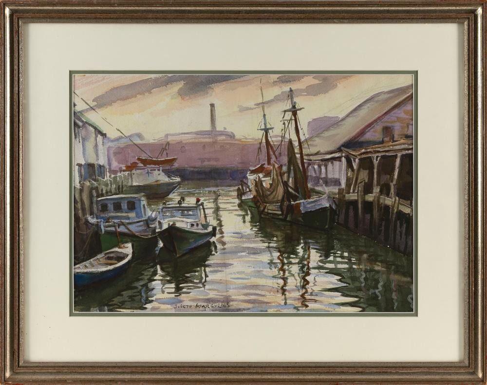 Joseph Margulies comparable auction result: joseph margulies new york 1896 1984 gloucester boats watercolor on paper 13 75 x 19 75 sight framed 22 x 28