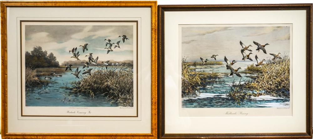 Roland Clark comparable auction result: roland clark american 1874 1957 pintails coming in and mallards rising each a signed and numbered limited edition print frame of each 23 x 27 in 58 4 x 68 6 cm