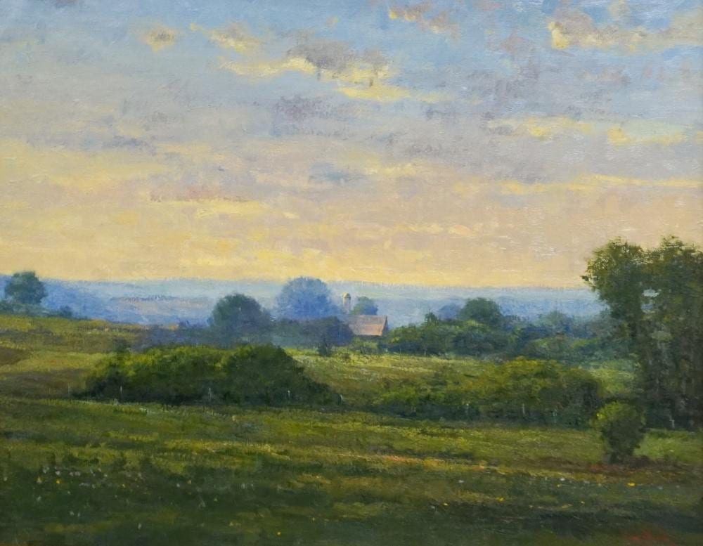 George Van Hook comparable auction result: george van hook american b 1954 farm landscape oil on canvas signed l r frame 28 5 8 x 35 in 72 7 x 88 9 cm