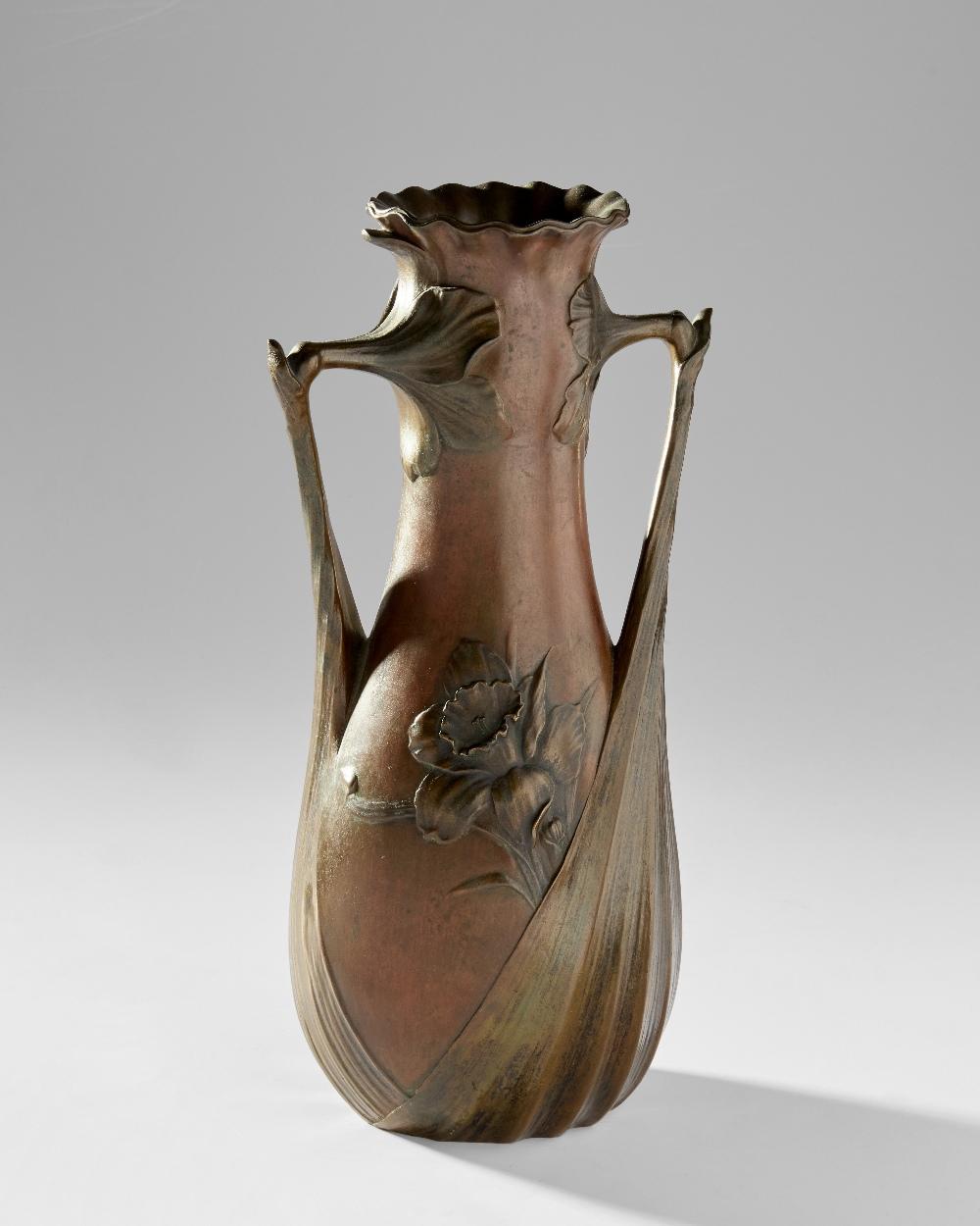 Leon Kann comparable auction result: leon kann 1859 1925 art nouveau vase with daffodil motifs circa 1900