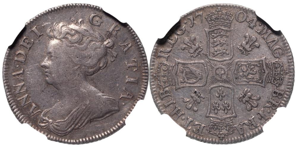 Anne Poirier comparable auction result: anne 1702 1714 pre union shilling 1704