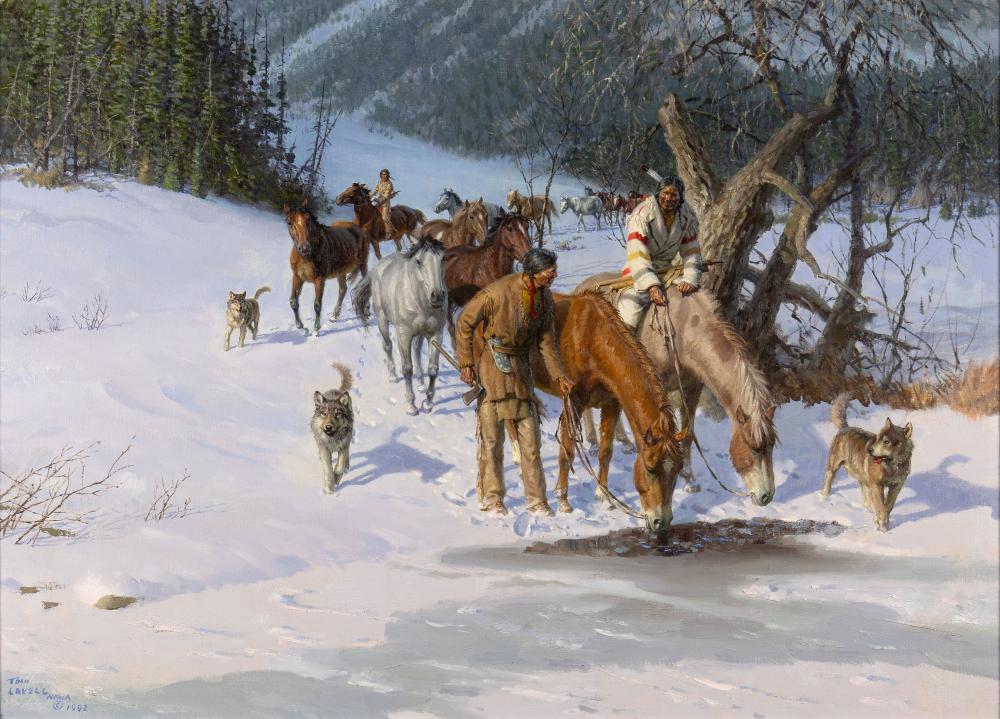 Tom Lovell comparable auction result: tom lovell 1909 1997 watering horses 1992
