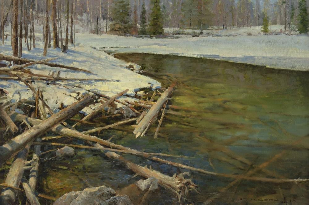 Jim Wilcox comparable auction result: jim wilcox 1941 receding winter at taggart lake 1990