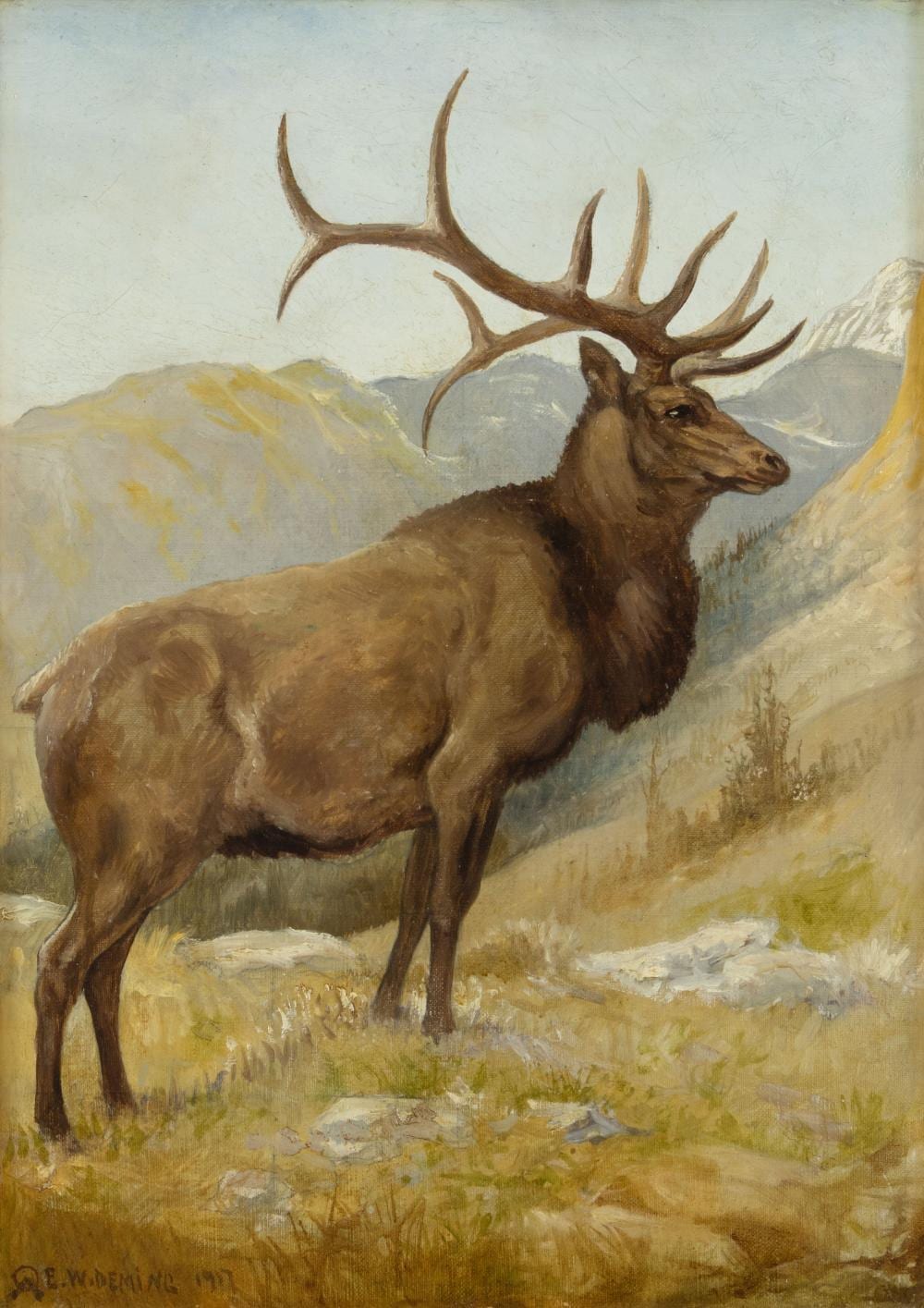Edwin Willard Deming comparable auction result: edwin willard deming 1860 1942 monarch of the rockies 1917