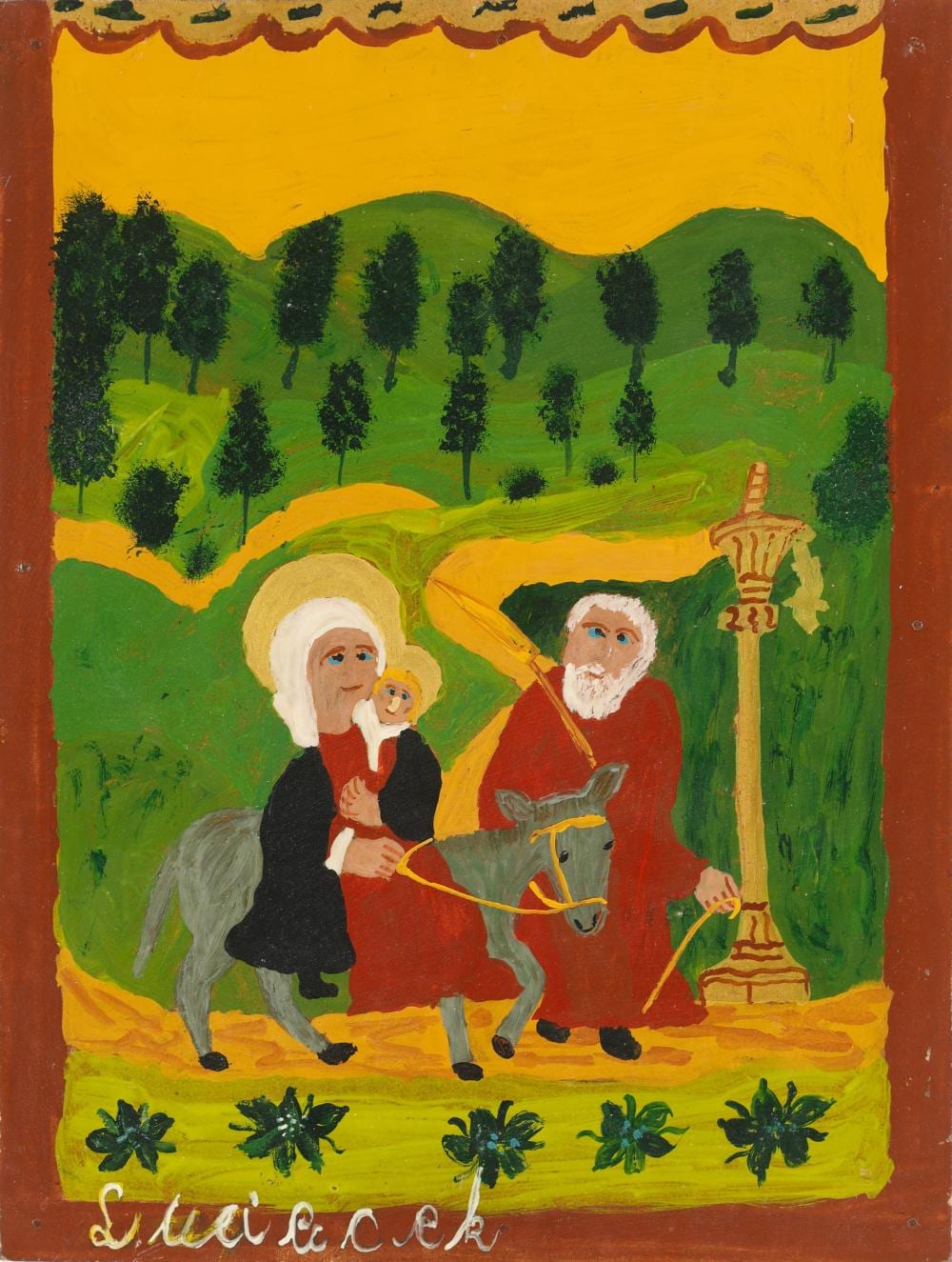 ludwig wiecek polish poland folk art painting flight to egypt · Material Culture · 2025-09-09 Ludwig Wiecek comparable auction result: ludwig wiecek polish poland folk art painting flight to egypt