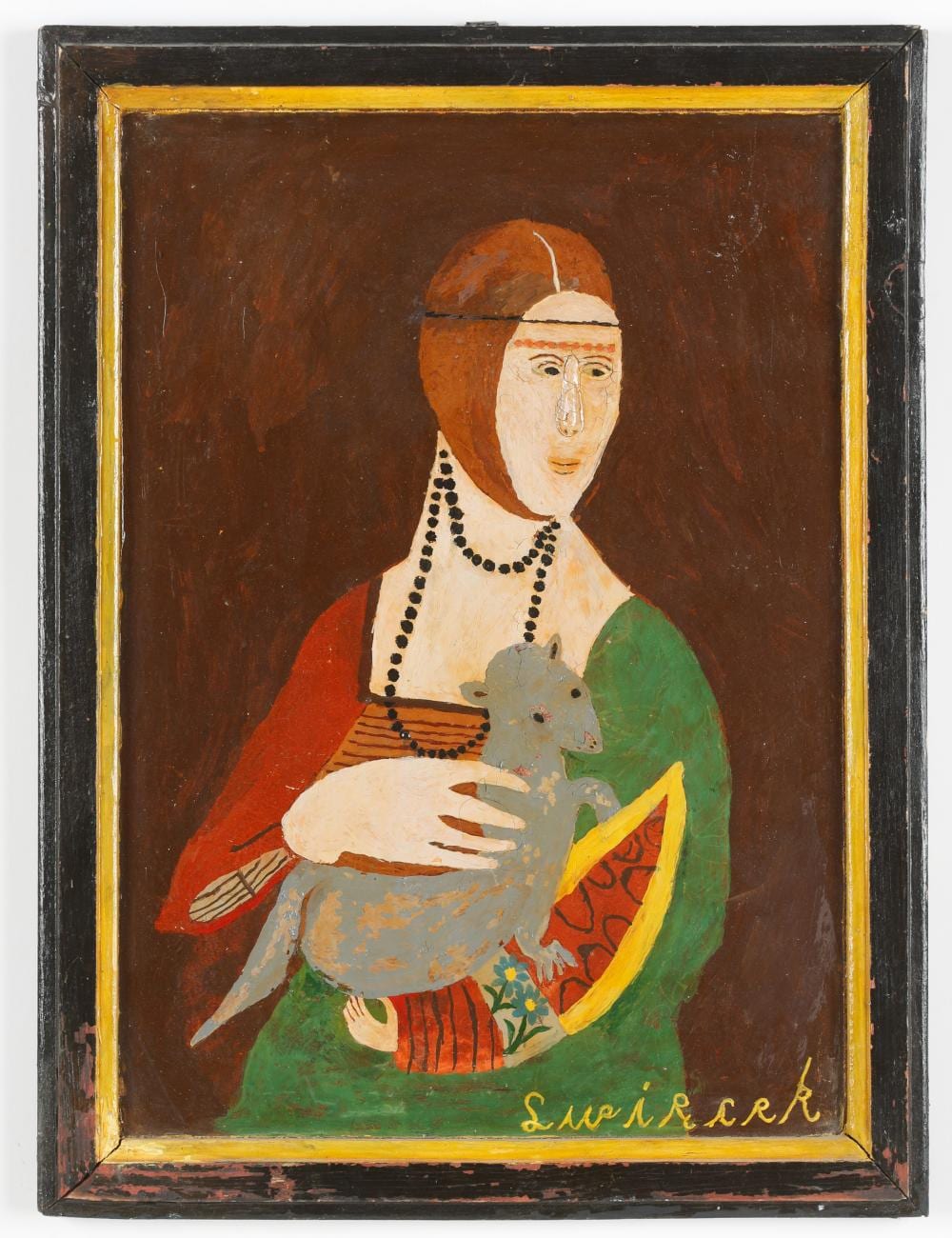 ludwig wiecek polish poland b 1911 folk art painting portrait · Material Culture · 2025-09-09 Ludwig Wiecek comparable auction result: ludwig wiecek polish poland b 1911 folk art painting portrait
