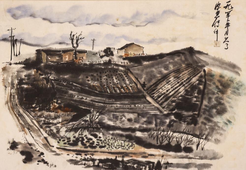 Fay Chong comparable auction result: fay chong northwest farm scene 1963 watercolor