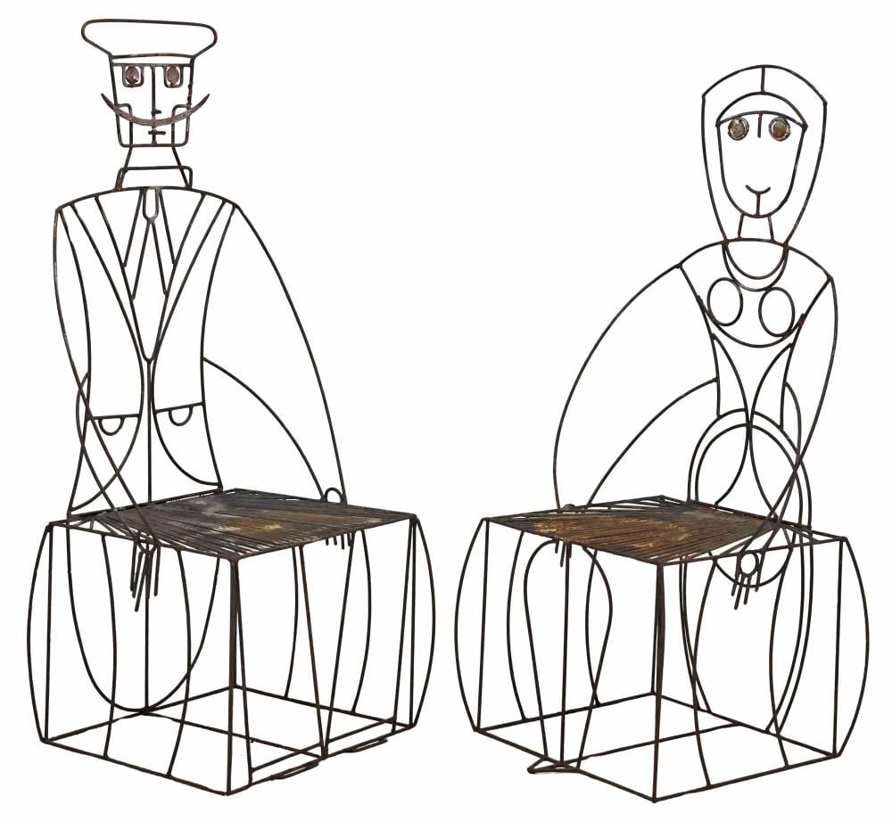 John Risley comparable auction result: 2 john risley 1919 2001 for raymor figural wrought iron patio chairs